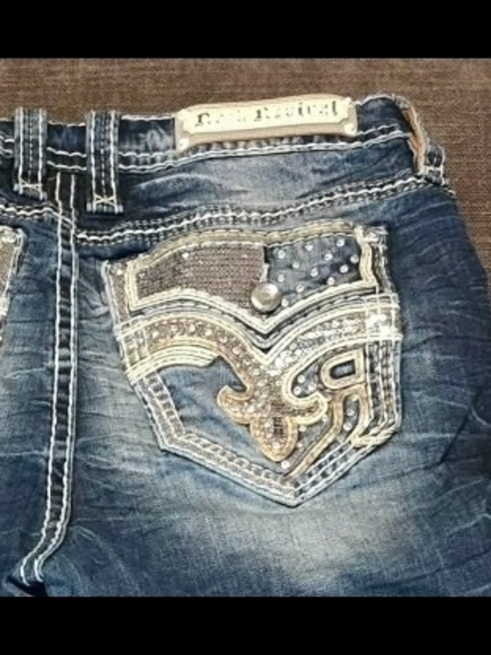 Rock Revival Women's Blue Embellished Boot Cut Jeans Sz. 31